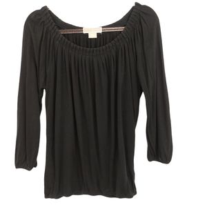 Michael Kors Pure Lyocell Knit Pleated Off Shoulder Top